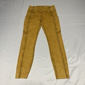 Lululemon Fast and Free High Rise Leggings Size 6 Yellow Ice Running Pockets 25"